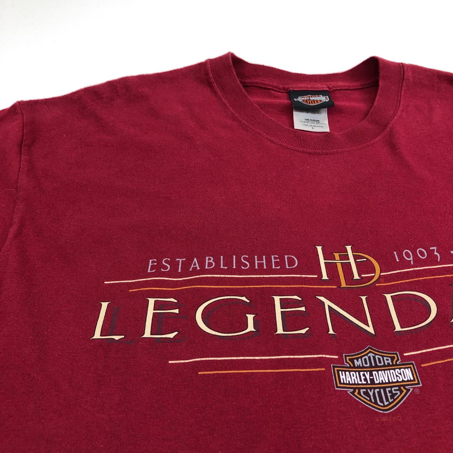 【中古】HARLEY-DAVIDSON | ハーレーダビットソン 半袖Tシャツ USA製 ボルドー/バーガンディー サイズ:L【加古川物流】