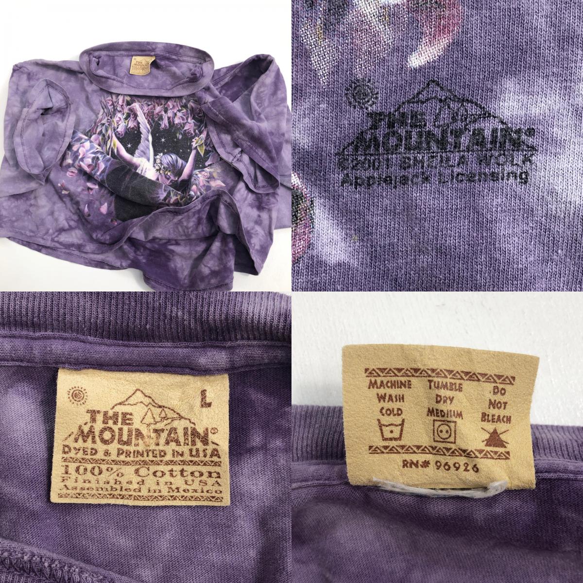 【中古】 THE MOUNTAIN ザ マウンテン 天使 薔薇 妖精 半袖Tシャツ タイダイ サイズ:L【加古川物流】