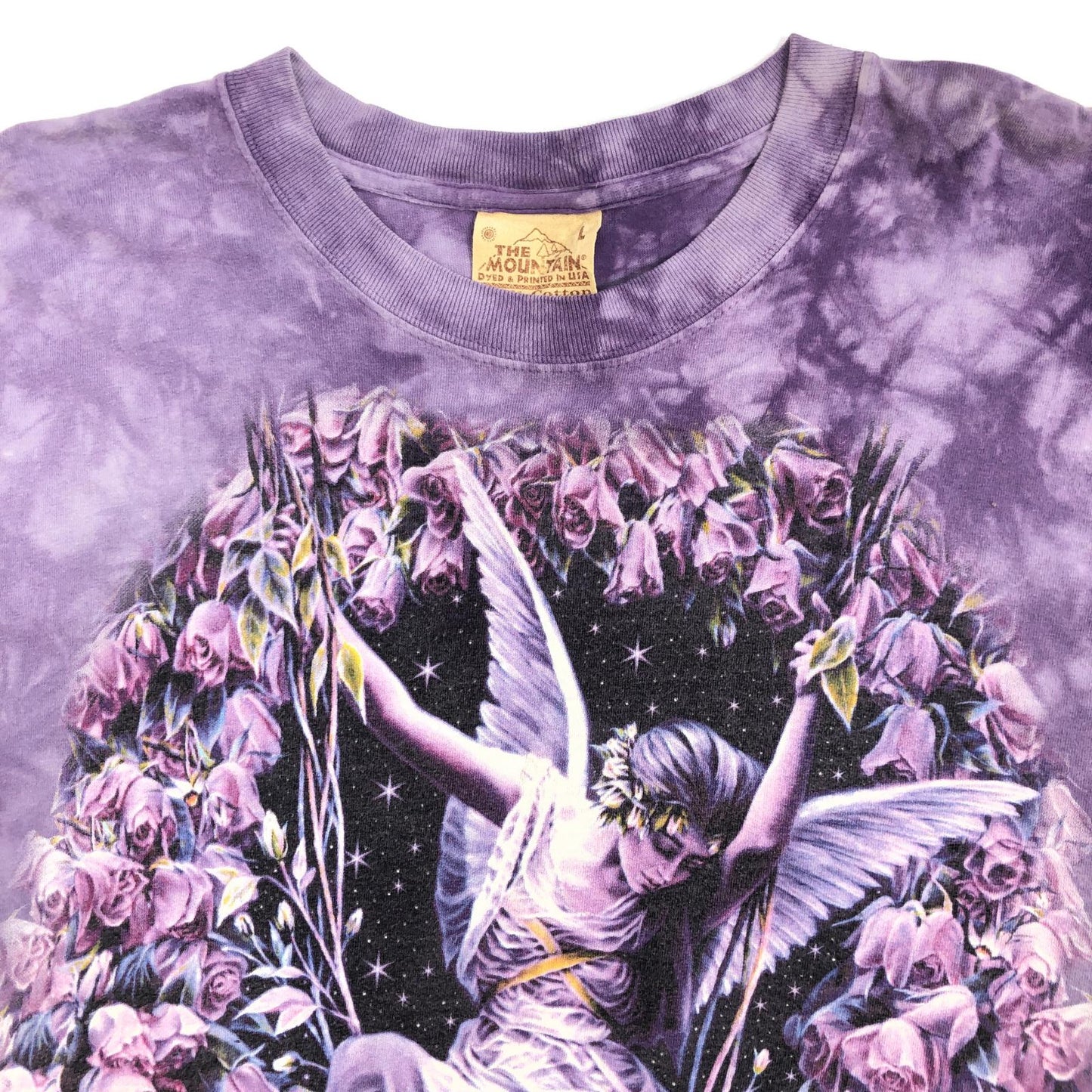 【中古】 THE MOUNTAIN ザ マウンテン 天使 薔薇 妖精 半袖Tシャツ タイダイ サイズ:L【加古川物流】