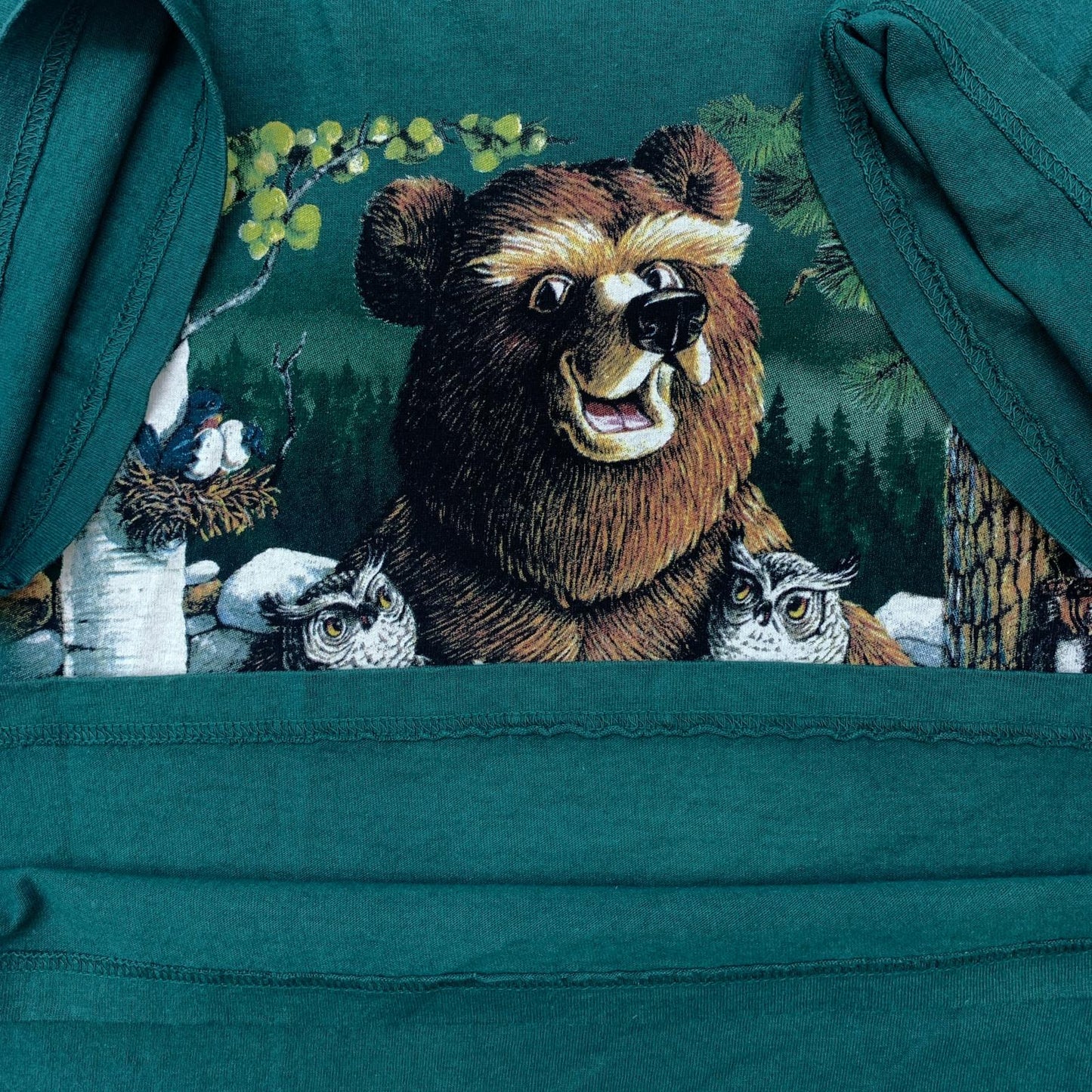 【中古】 THE MOUNTAIN ザ マウンテン NICE HOOTERS 熊 半袖Tシャツ グリーン サイズ:L【加古川物流】