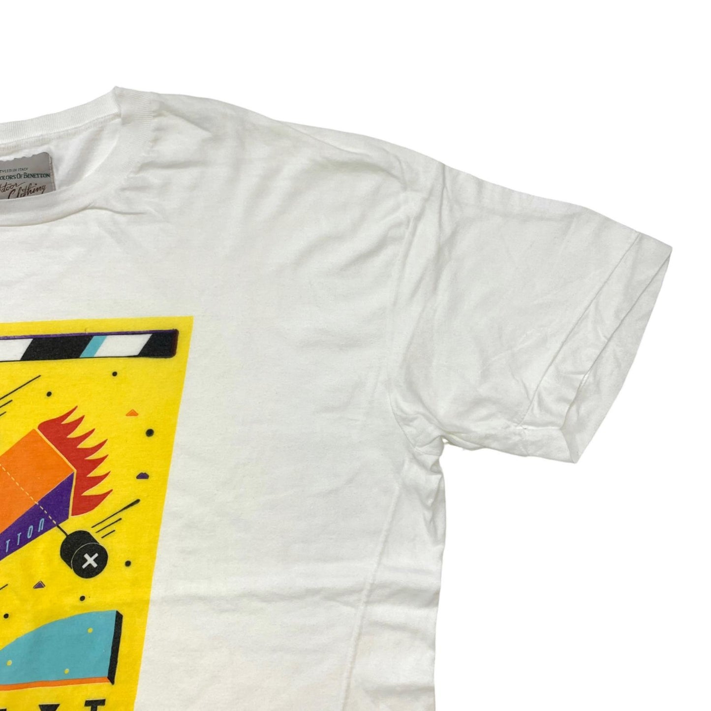 【中古】 UNITED COLORS OF BENETTON Outdoor Clothing ベネトン アウトドア クロージング DETROIT GLAND PRIX F1レース 半袖Tシャツ ホワイト【加古川物流】