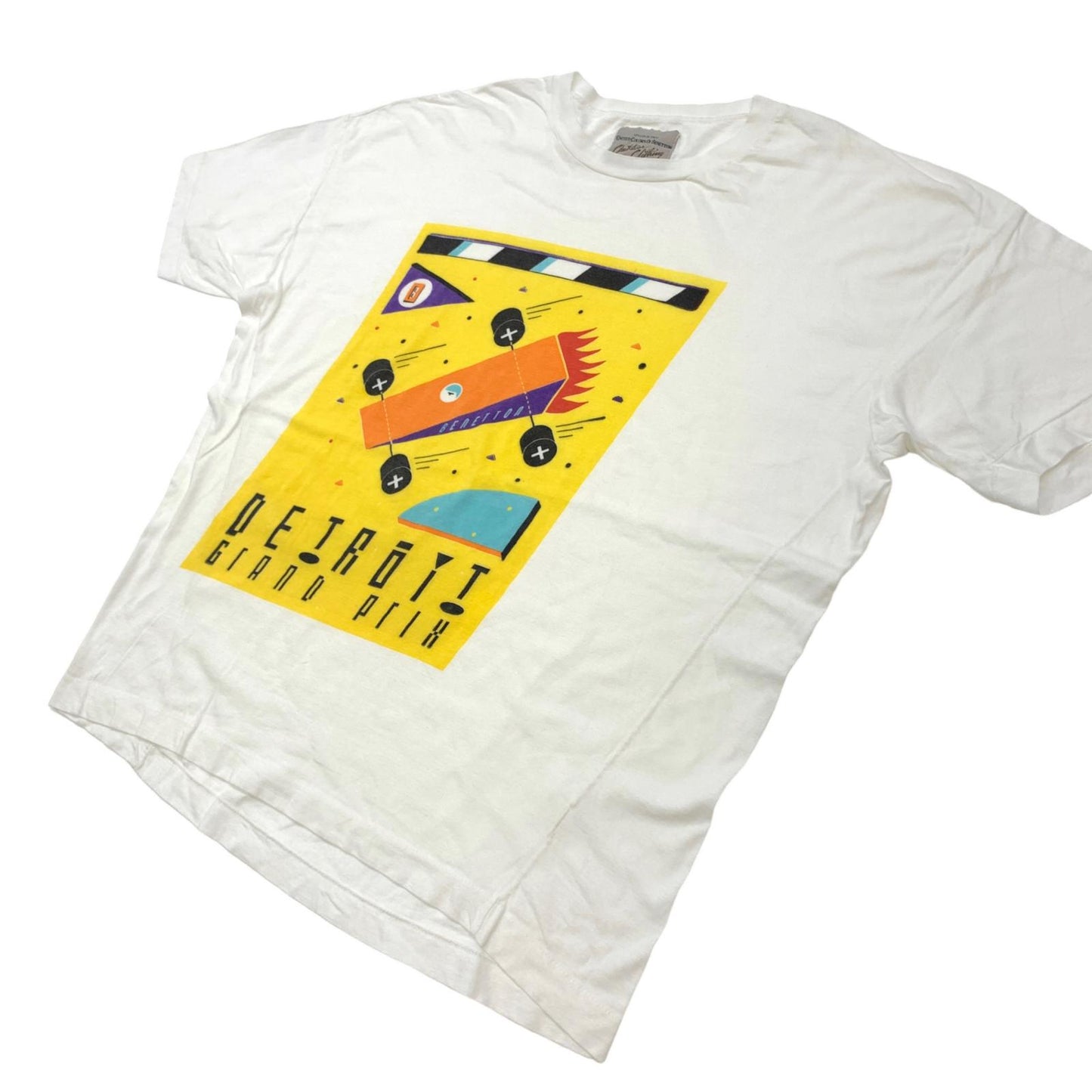 【中古】 UNITED COLORS OF BENETTON Outdoor Clothing ベネトン アウトドア クロージング DETROIT GLAND PRIX F1レース 半袖Tシャツ ホワイト【加古川物流】