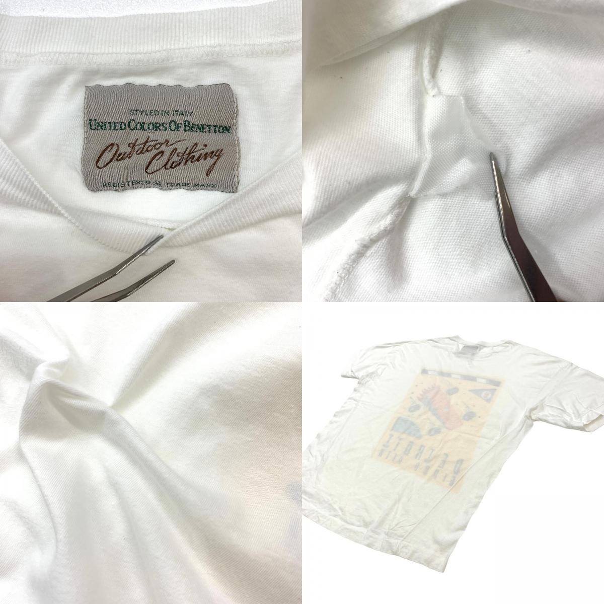 【中古】 UNITED COLORS OF BENETTON Outdoor Clothing ベネトン アウトドア クロージング DETROIT GLAND PRIX F1レース 半袖Tシャツ ホワイト【加古川物流】