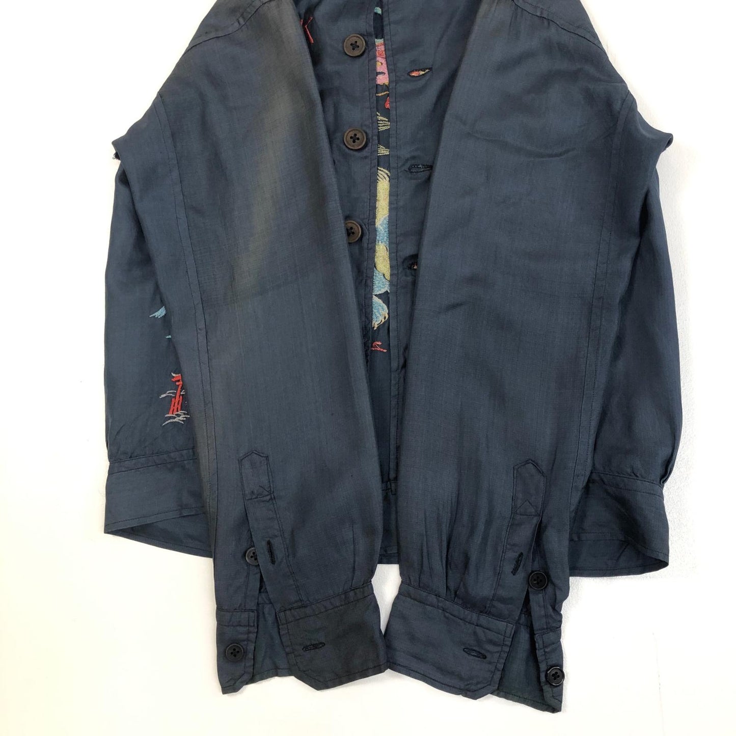 【中古】VINTAGE衣料 | ヴィンテージイリョウ スカシャツ 長袖シャツ ネイビー サイズ:M【加古川物流】