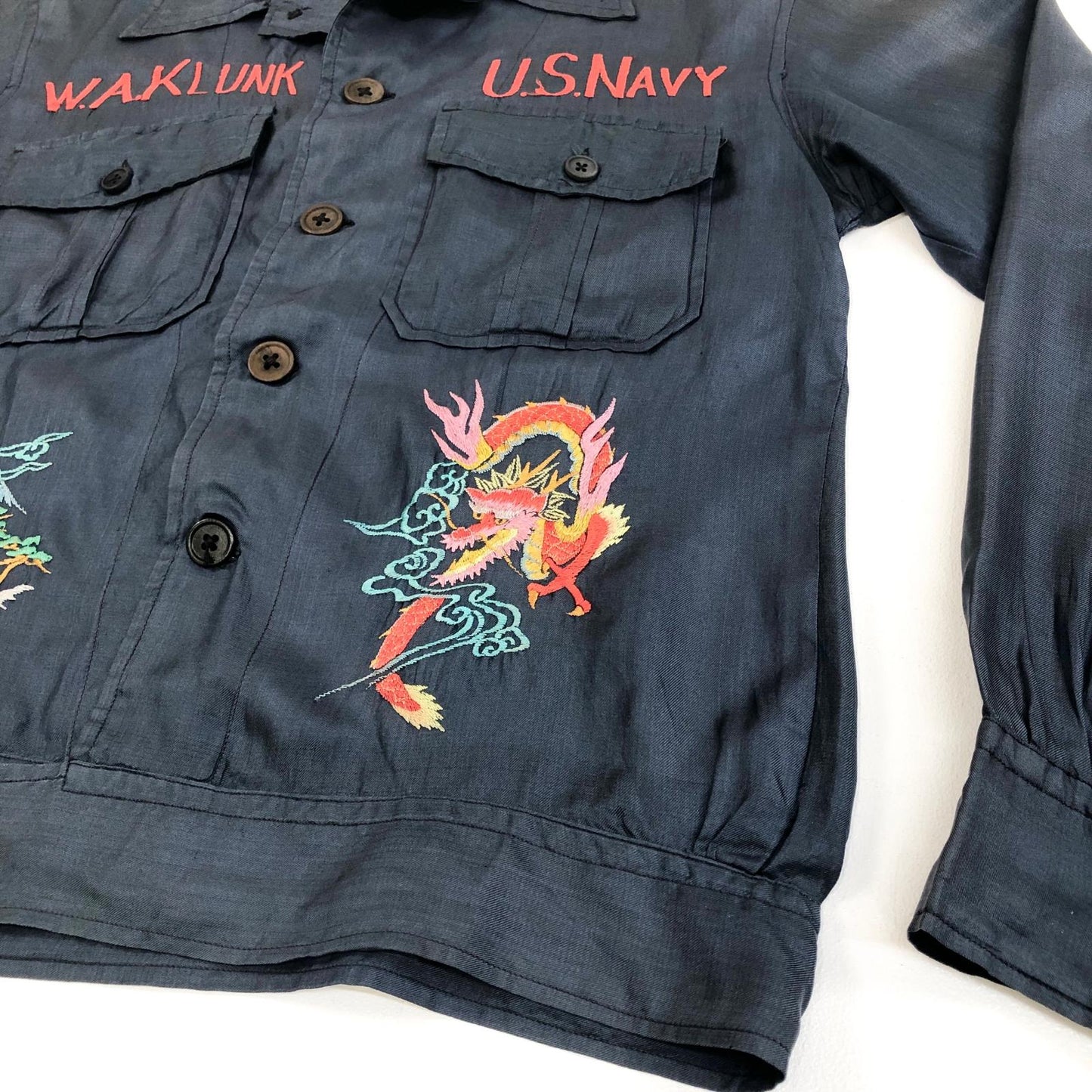 【中古】VINTAGE衣料 | ヴィンテージイリョウ スカシャツ 長袖シャツ ネイビー サイズ:M【加古川物流】