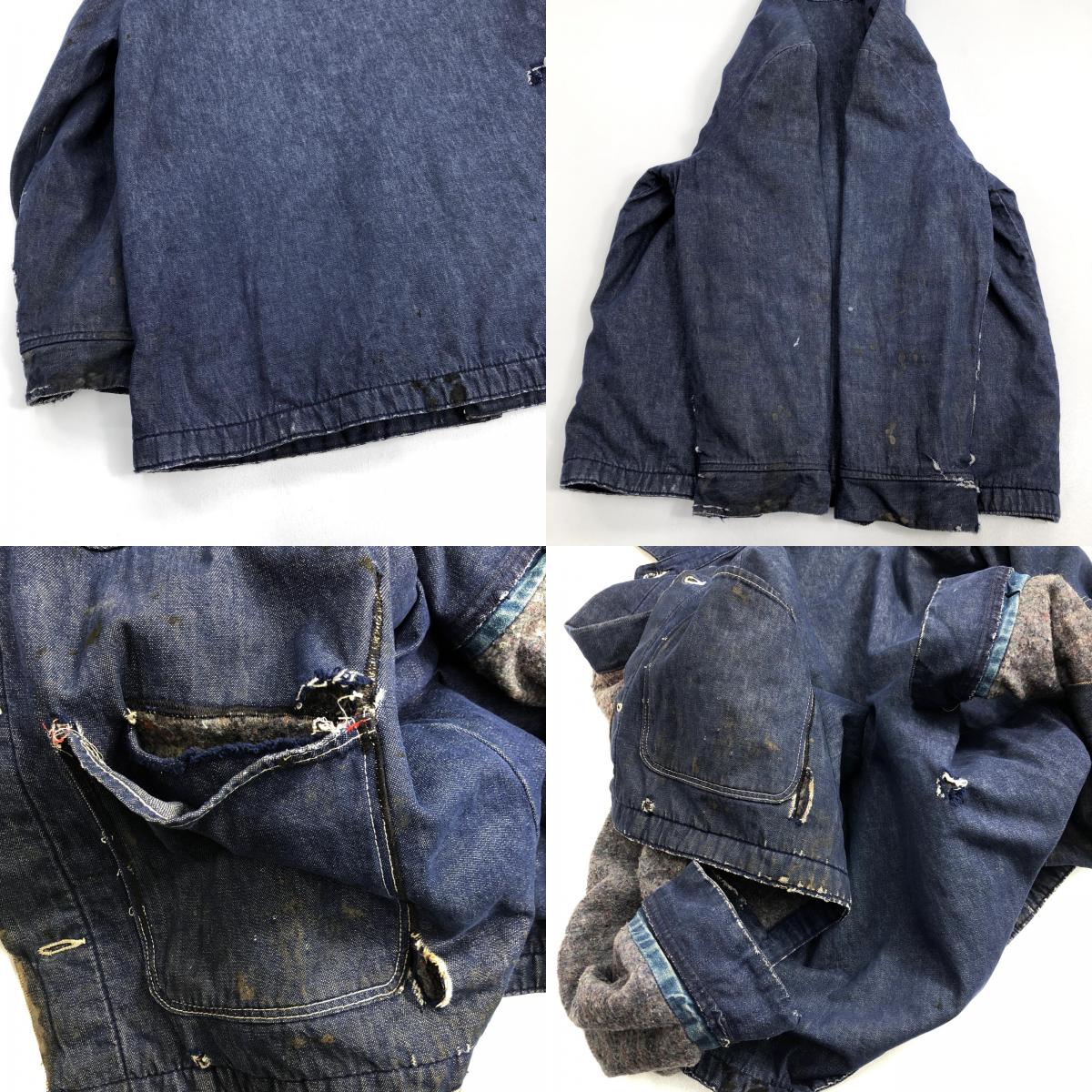 【中古】Wrangler | ラングラー 70年代 デニムカバーオール 裏地ブランケット 襟コーデュロイ カバーオール インディゴ サイズ:L【加古川物流】