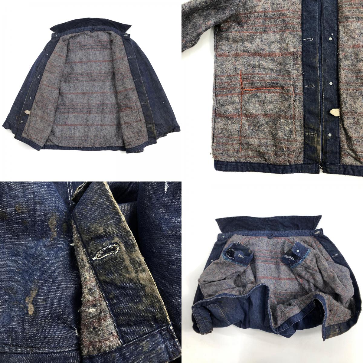 【中古】Wrangler | ラングラー 70年代 デニムカバーオール 裏地ブランケット 襟コーデュロイ カバーオール インディゴ サイズ:L【加古川物流】