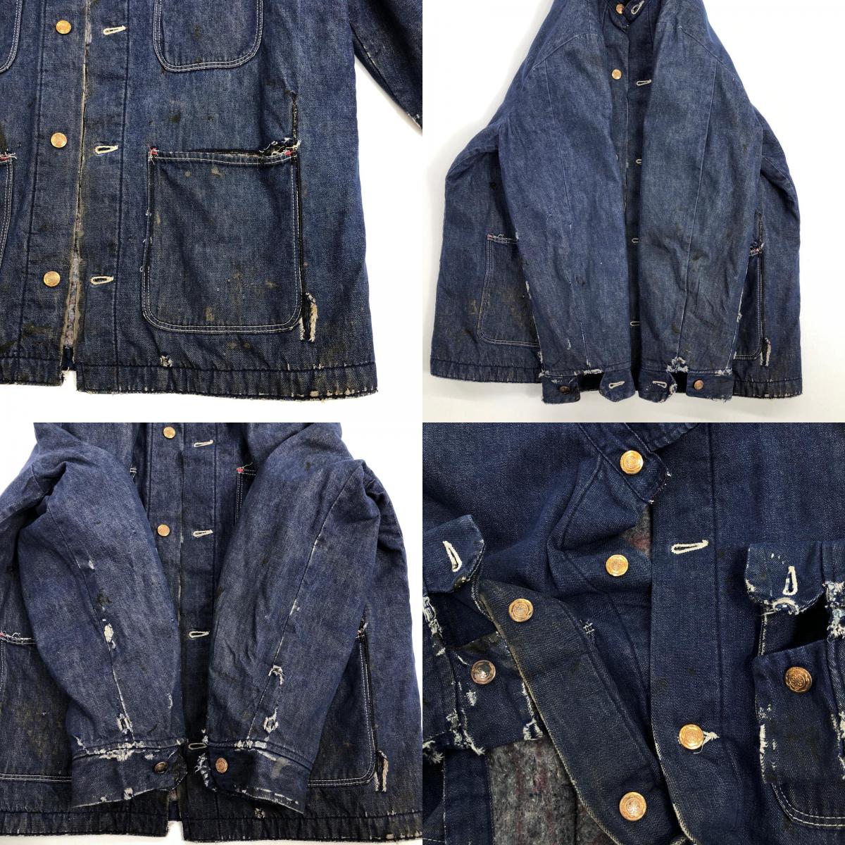 【中古】Wrangler | ラングラー 70年代 デニムカバーオール 裏地ブランケット 襟コーデュロイ カバーオール インディゴ サイズ:L【加古川物流】