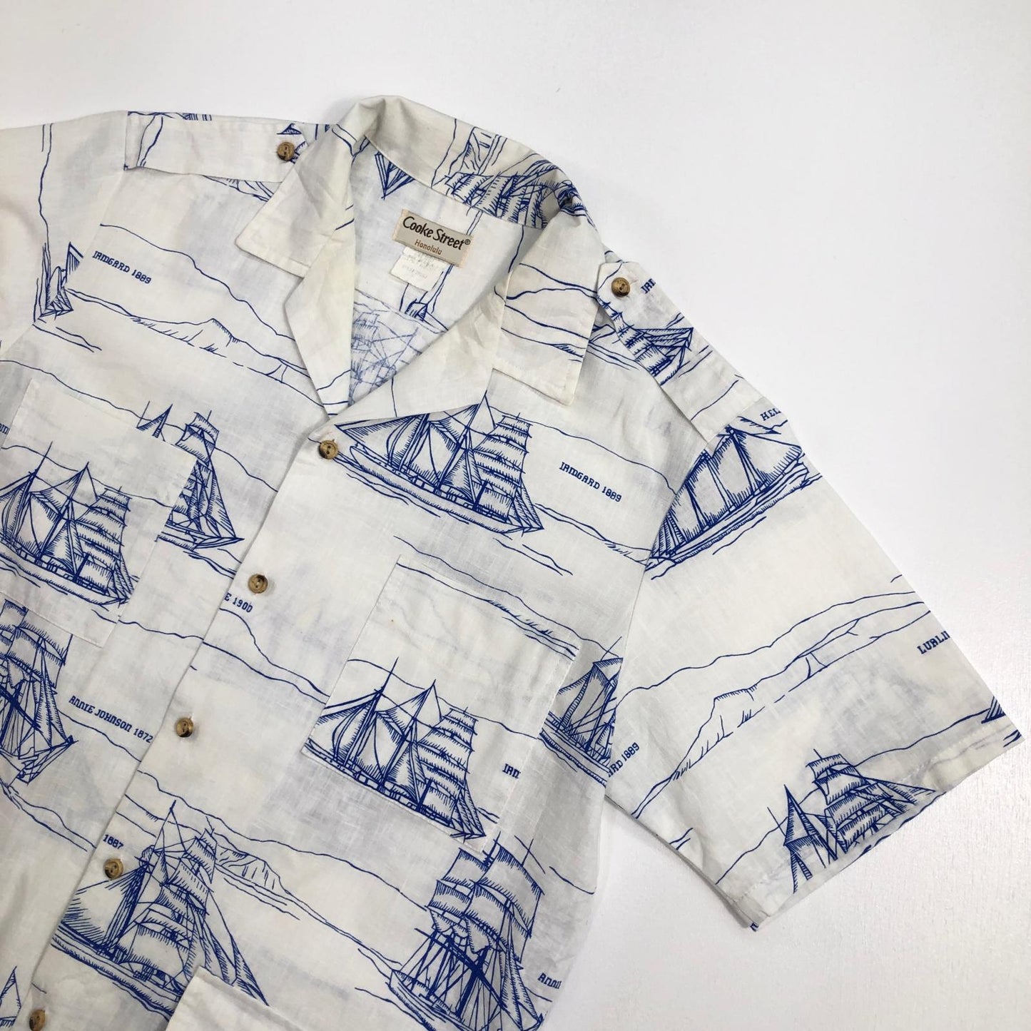 【中古】 Cooke Street ボード柄 開襟シャツ 半袖シャツ【加古川物流】