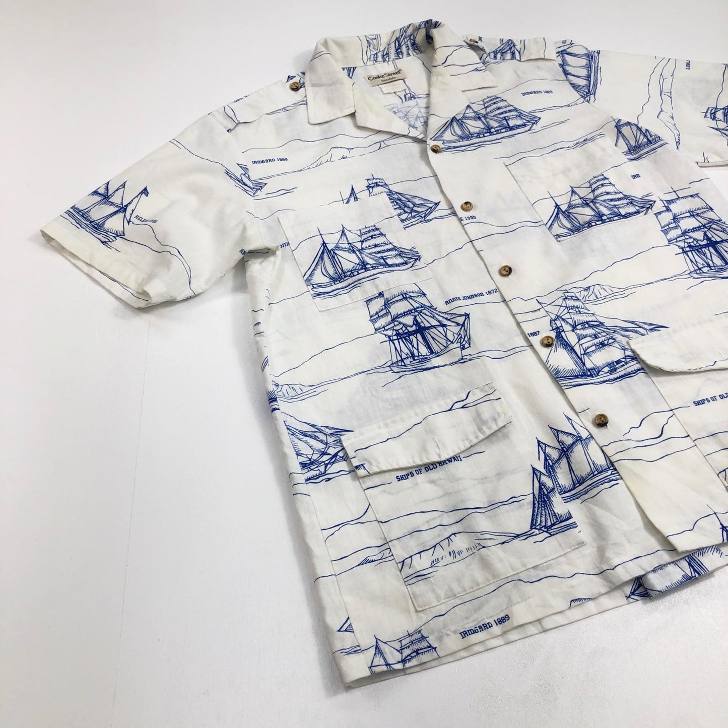 【中古】 Cooke Street ボード柄 開襟シャツ 半袖シャツ【加古川物流】