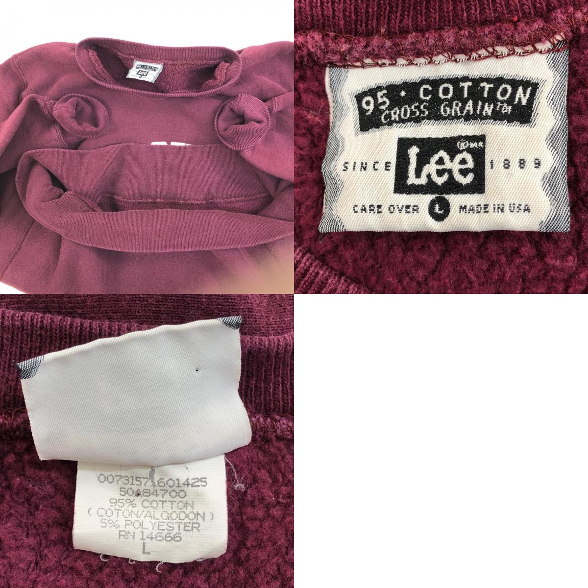【中古】Lee | リー スウェット VIRGINIA TECH MADE IN USA ボルドー/バーガンディー サイズ:L【加古川物流】