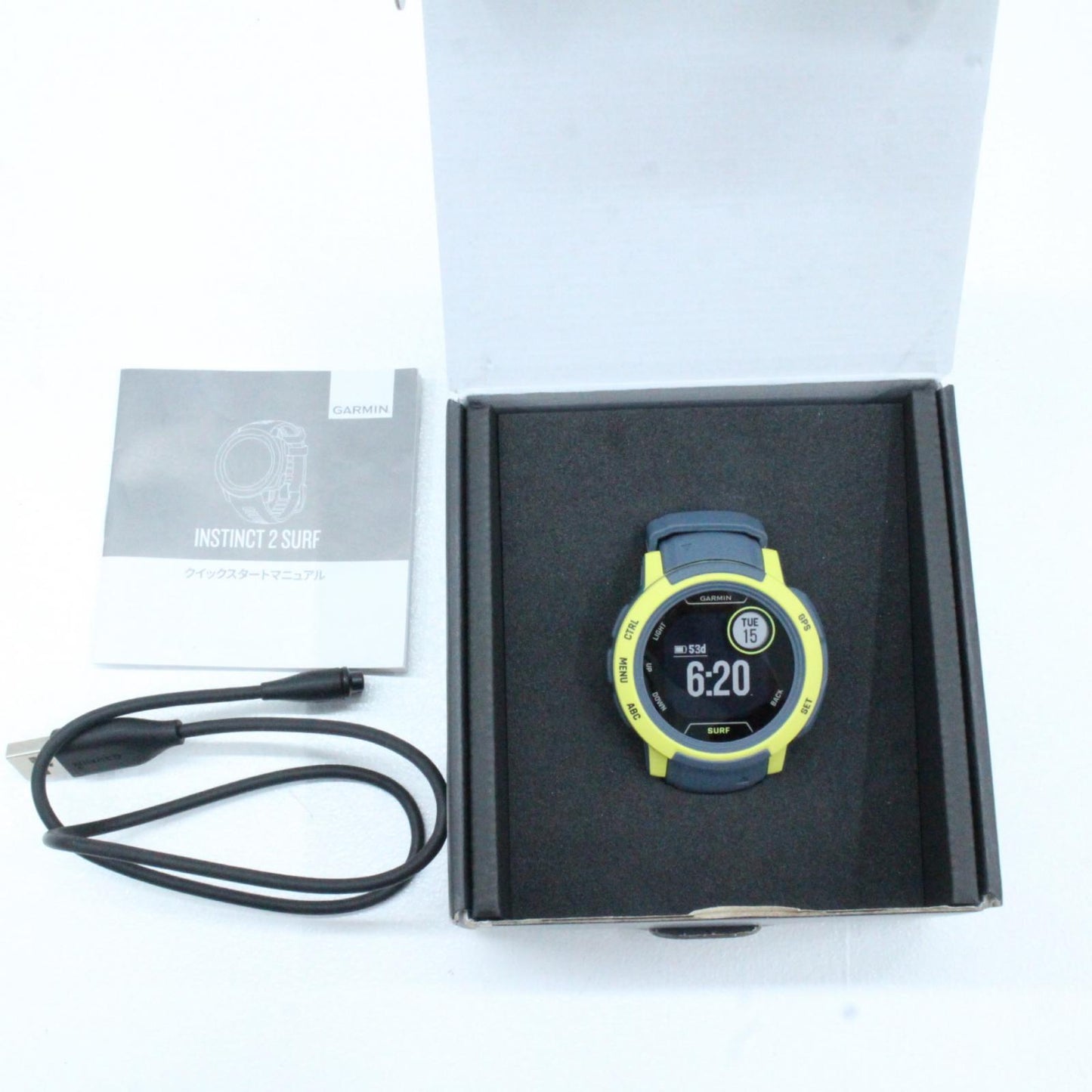 【中古】GARMIN | ガーミン Instinct 2 Surf Edition 腕時計 010-02626-42 デジタル表示 クオーツ イエロー 文字盤ブラック【加古川物流】