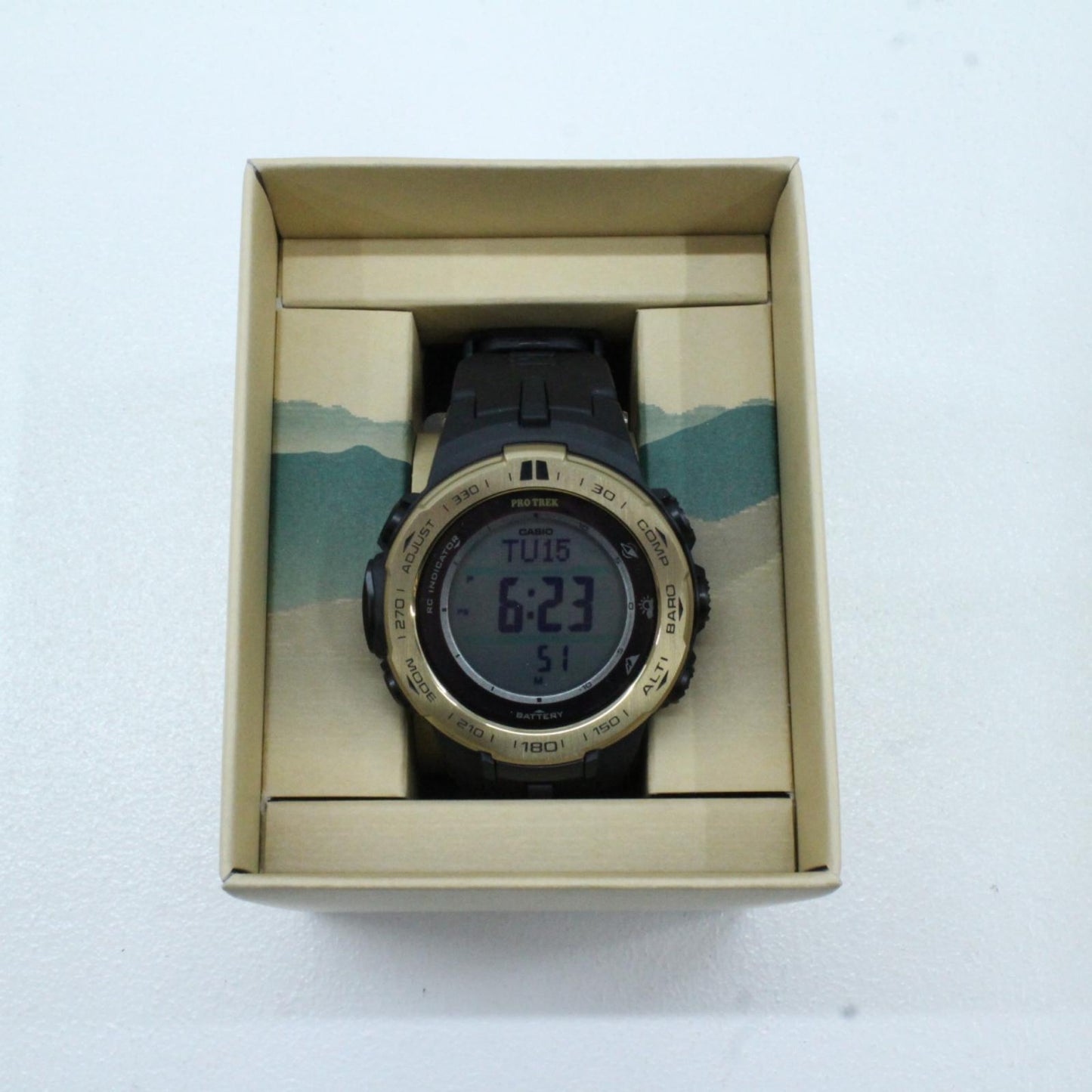 【中古】PRO TREK | プロトレック PRW-3100 Series 腕時計 PRW-3100YC デジタル表示 ソーラー電波時計 ゴールド【加古川物流】