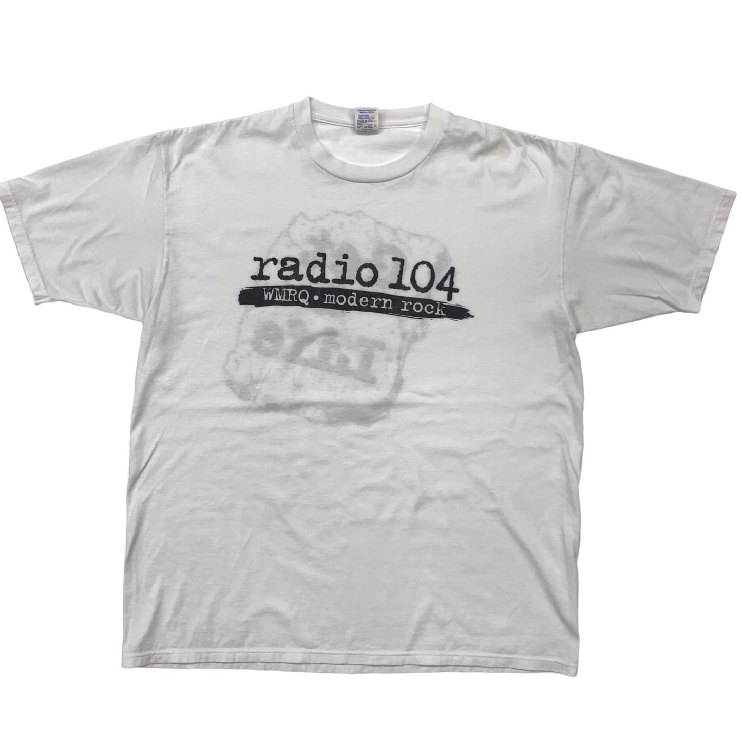 【中古】 JERZEES 90年代 radio 104 WMRQ.modern rock 両面プリント USA製 半袖Tシャツ ホワイト サイズ:XL【加古川物流】