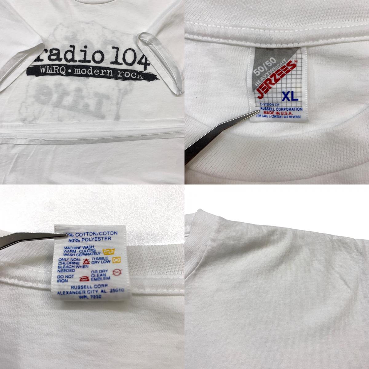 【中古】 JERZEES 90年代 radio 104 WMRQ.modern rock 両面プリント USA製 半袖Tシャツ ホワイト サイズ:XL【加古川物流】