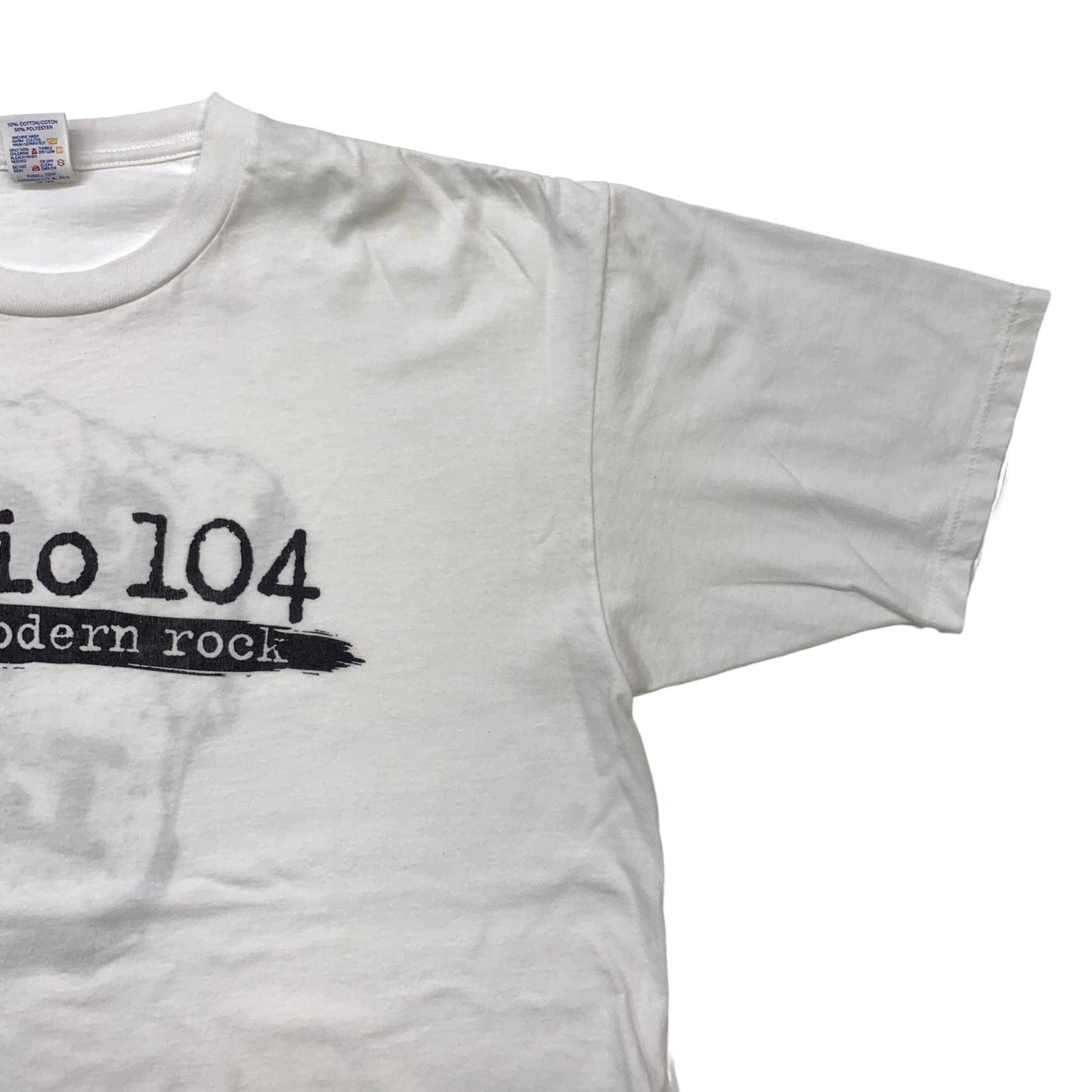 【中古】 JERZEES 90年代 radio 104 WMRQ.modern rock 両面プリント USA製 半袖Tシャツ ホワイト サイズ:XL【加古川物流】