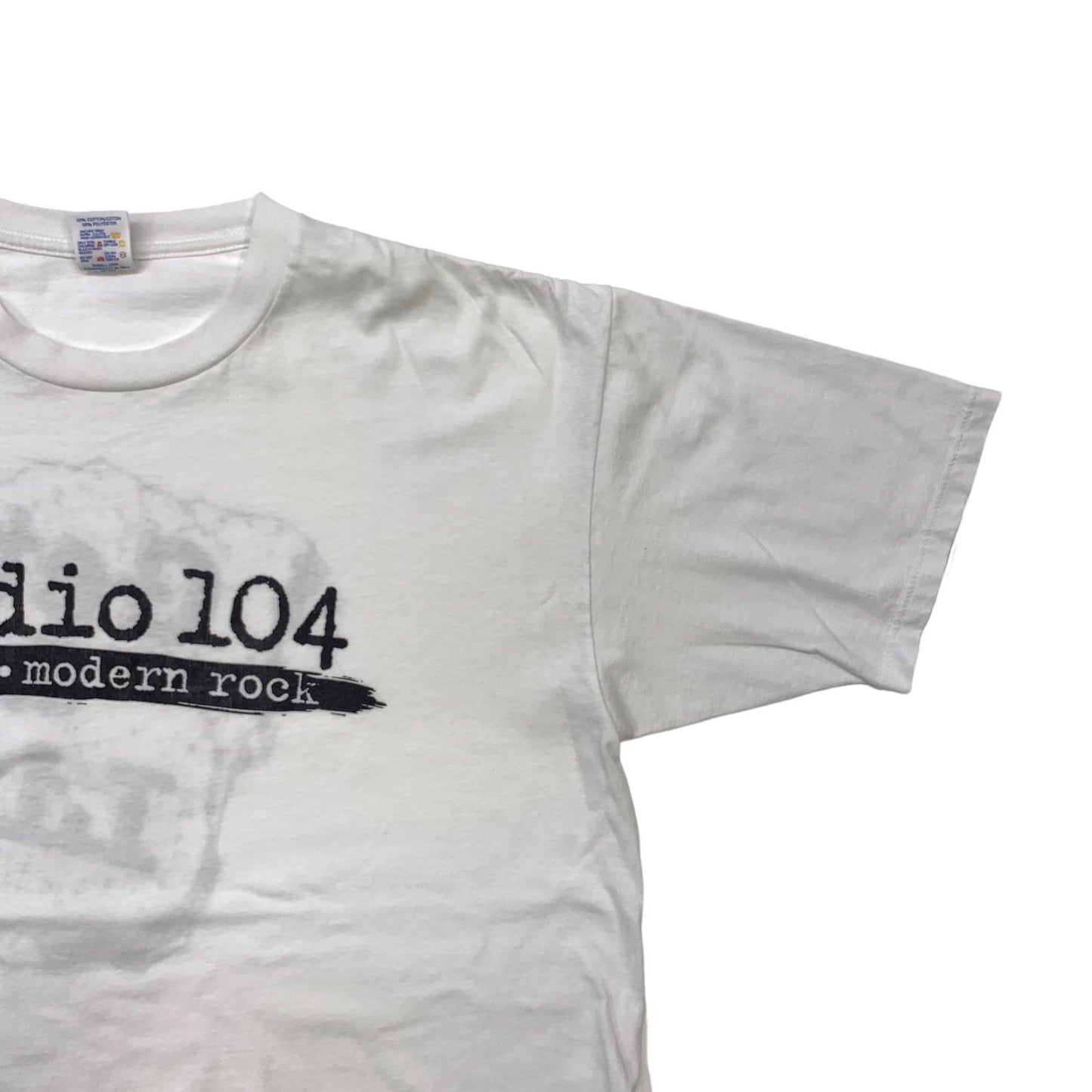 【中古】 JERZEES 90年代 radio 104 WMRQ.modern rock 両面プリント USA製 半袖Tシャツ ホワイト サイズ:XL【加古川物流】