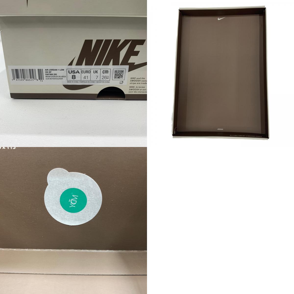 【中古】NIKE | ナイキ Travis Scott × Air Jordan 1 Low OG SP Reverse Olive スニーカー DM7866-200 オリーブ 26cm【加古川物流】