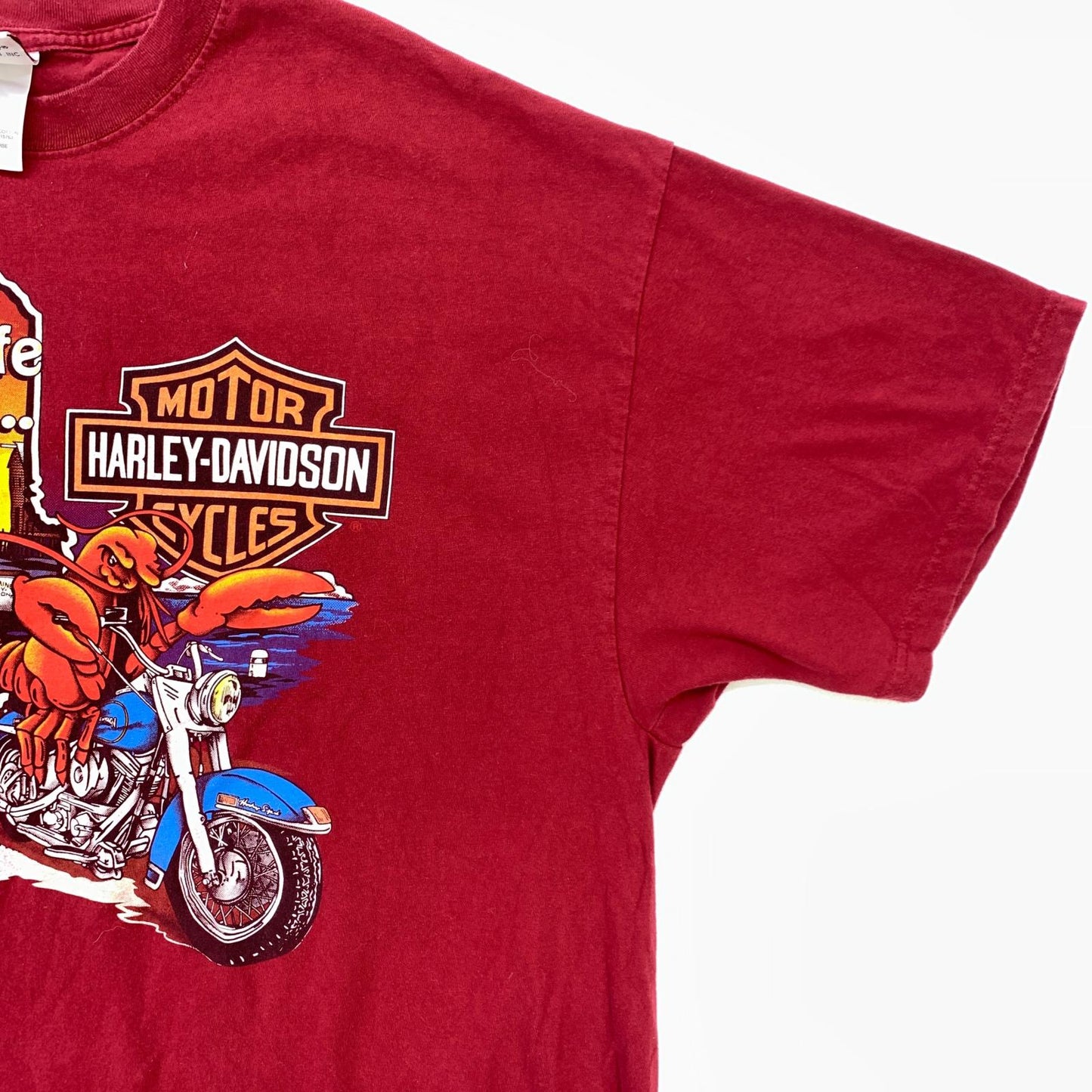 【中古】HARLEY-DAVIDSON | ハーレーダビットソン CENTRAL MAINE ロブスター 半袖Tシャツ レッド【加古川物流】
