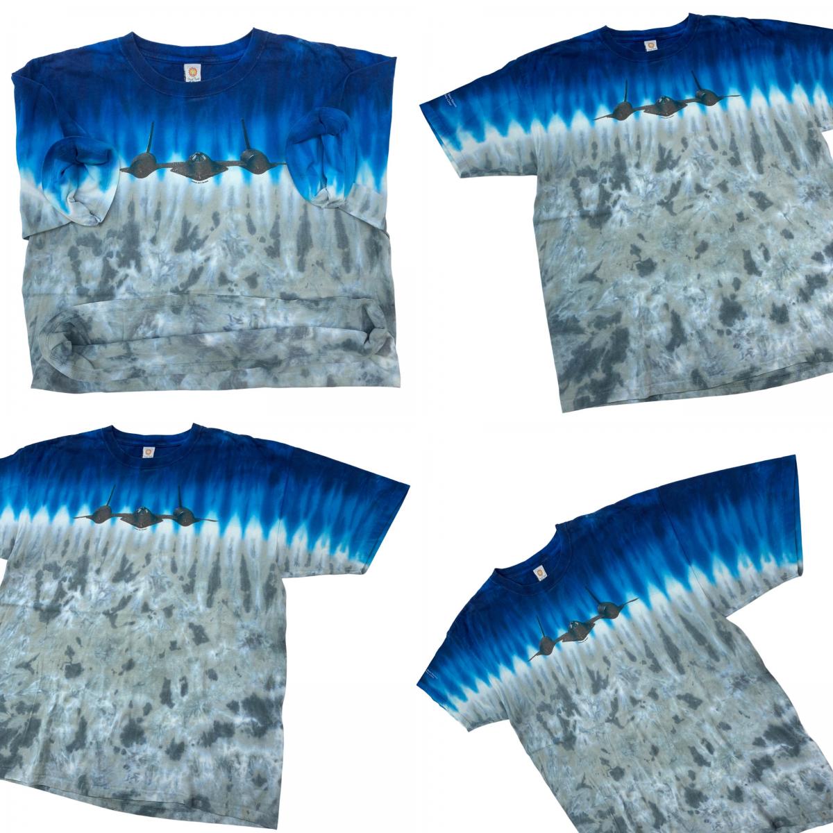 【中古】 Hand Dyed by Sundog Smithsonian's National Air and Space Museum ロッキード社 戦略偵察機SR-71 ブラックバード 半袖Tシャツ ブルー サイズ:XL【加古川物流】