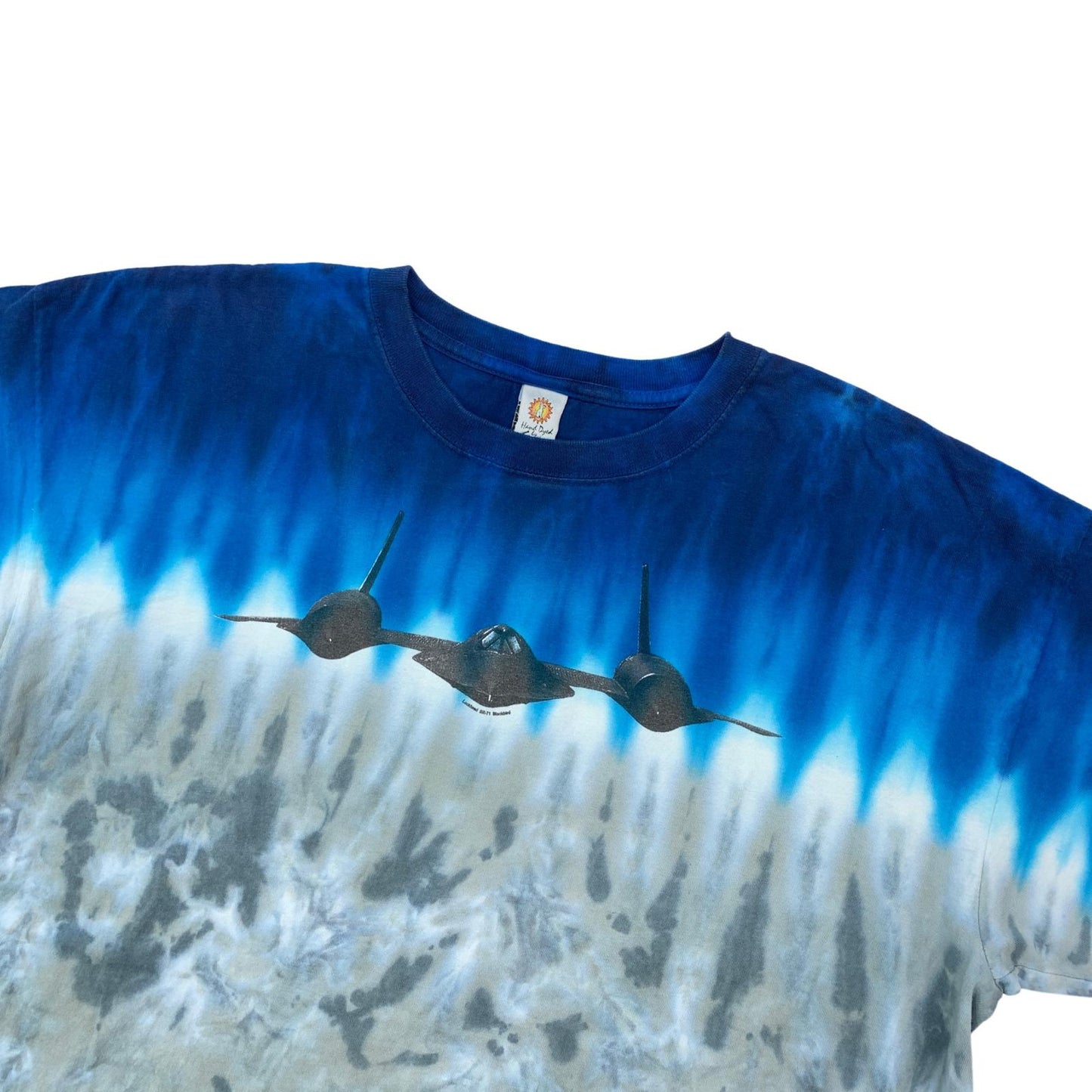 【中古】 Hand Dyed by Sundog Smithsonian's National Air and Space Museum ロッキード社 戦略偵察機SR-71 ブラックバード 半袖Tシャツ ブルー サイズ:XL【加古川物流】