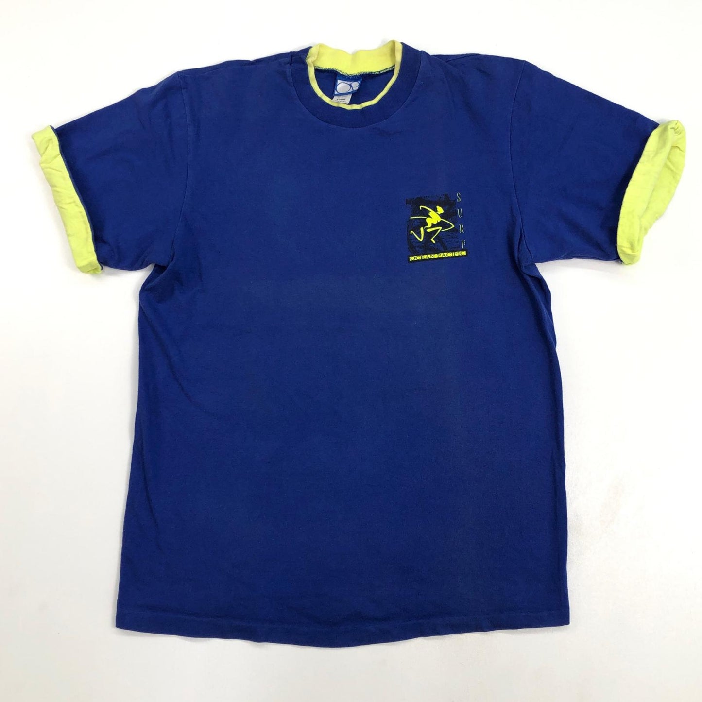 【中古】OCEAN PACIFIC | オーシャンパシフィック 90年代 OP グラフィック USA製 半袖Tシャツ ブルー サイズ:XL【加古川物流】