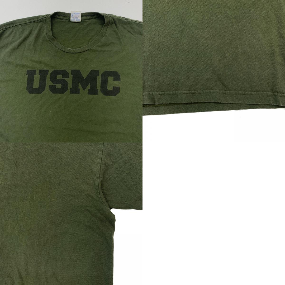 【中古】 BAYSIDE THE True American MADE TEE USMC アメリカ製 半袖Tシャツ オリーブ【加古川物流】