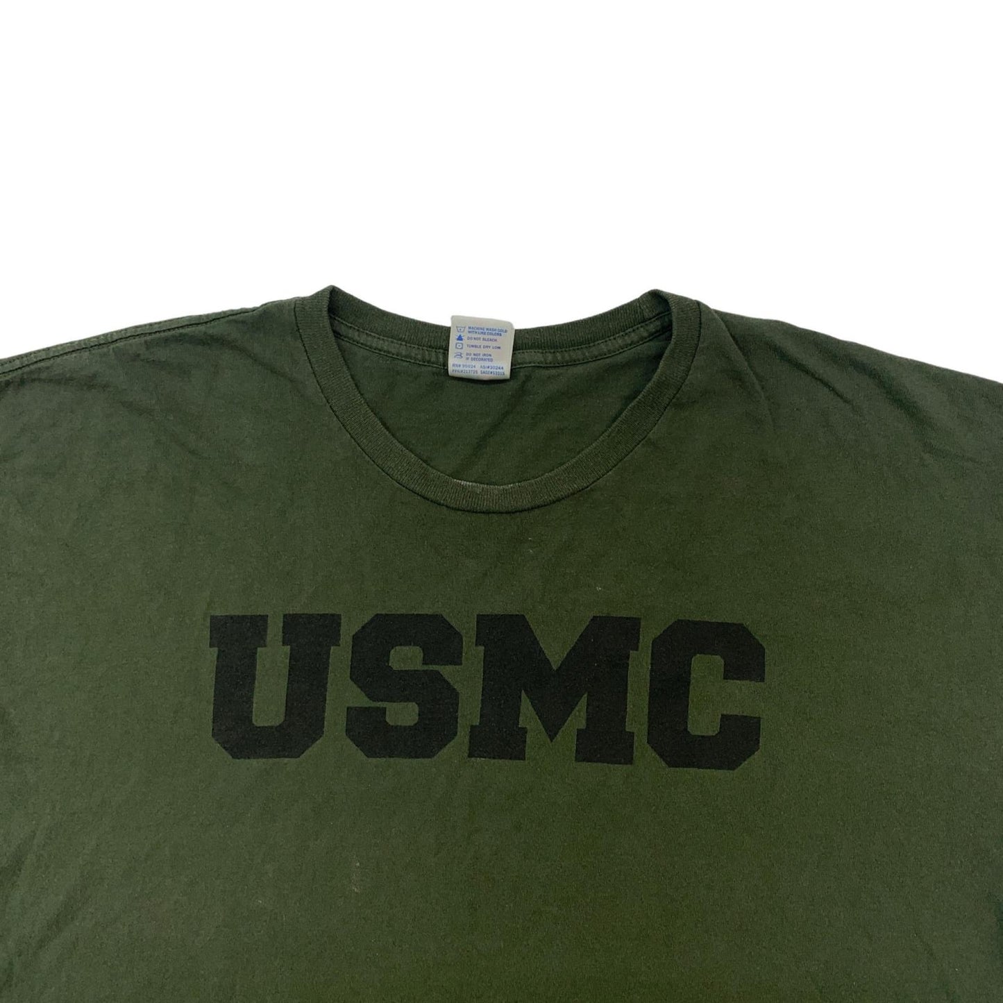 【中古】 BAYSIDE THE True American MADE TEE USMC アメリカ製 半袖Tシャツ オリーブ【加古川物流】