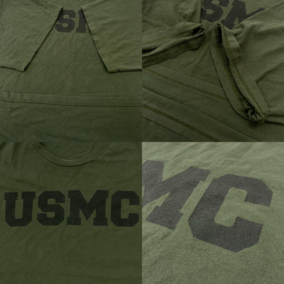【中古】 BAYSIDE THE True American MADE TEE USMC アメリカ製 半袖Tシャツ オリーブ【加古川物流】