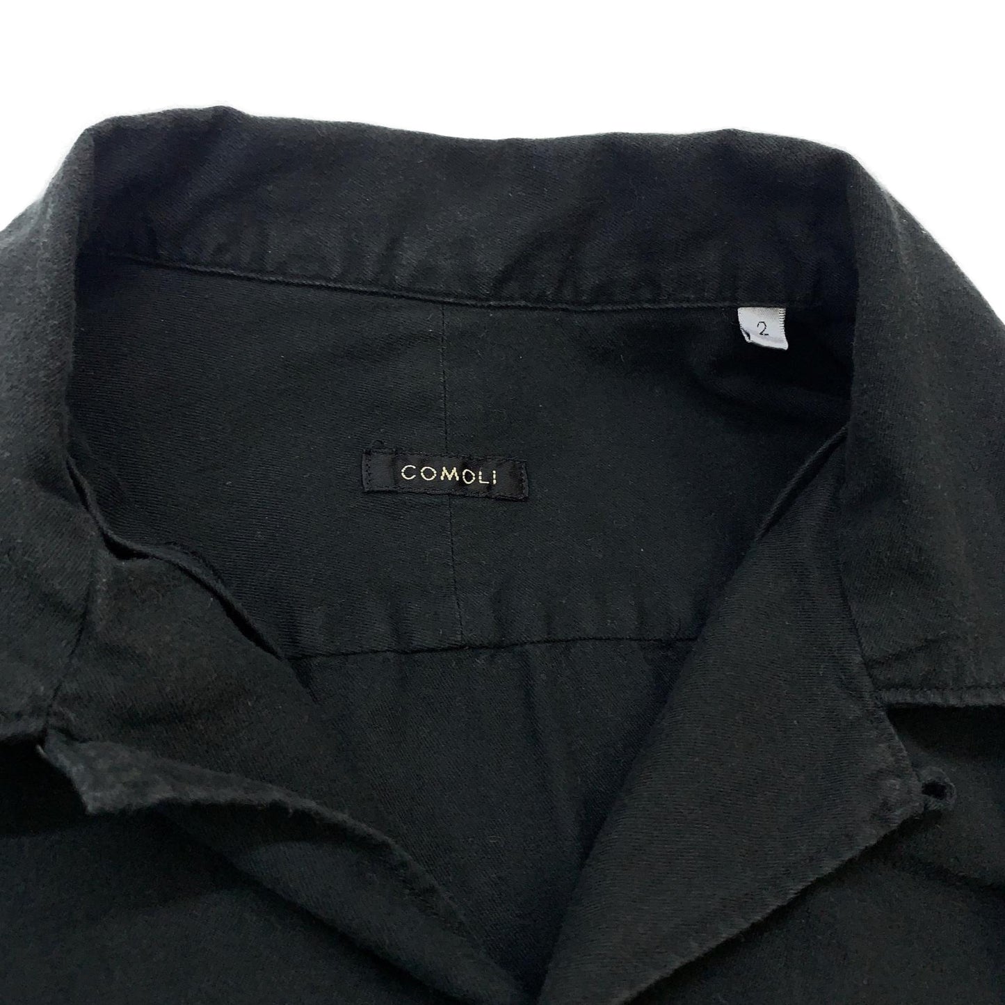 【中古】COMOLI | コモリ WISM コットンフランネル オープンカラーシャツ 長袖シャツ J03-02007 ブラック サイズ:2【加古川物流】