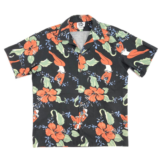 【中古】 Hilo Hattie ハワイアン 女性とハイビスカス HAWAII USA製 ココナッツボタン その他トップス ブラック サイズ:XL【加古川物流】