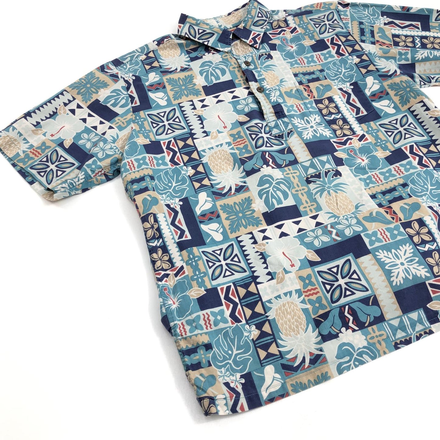 【中古】Reyn Spooner | レインスプーナー JOE KEALUHA'S ジョー ケアロハス プルオーバー ハワイアン ハイビスカス その他トップス ライトブルー【加古川物流】
