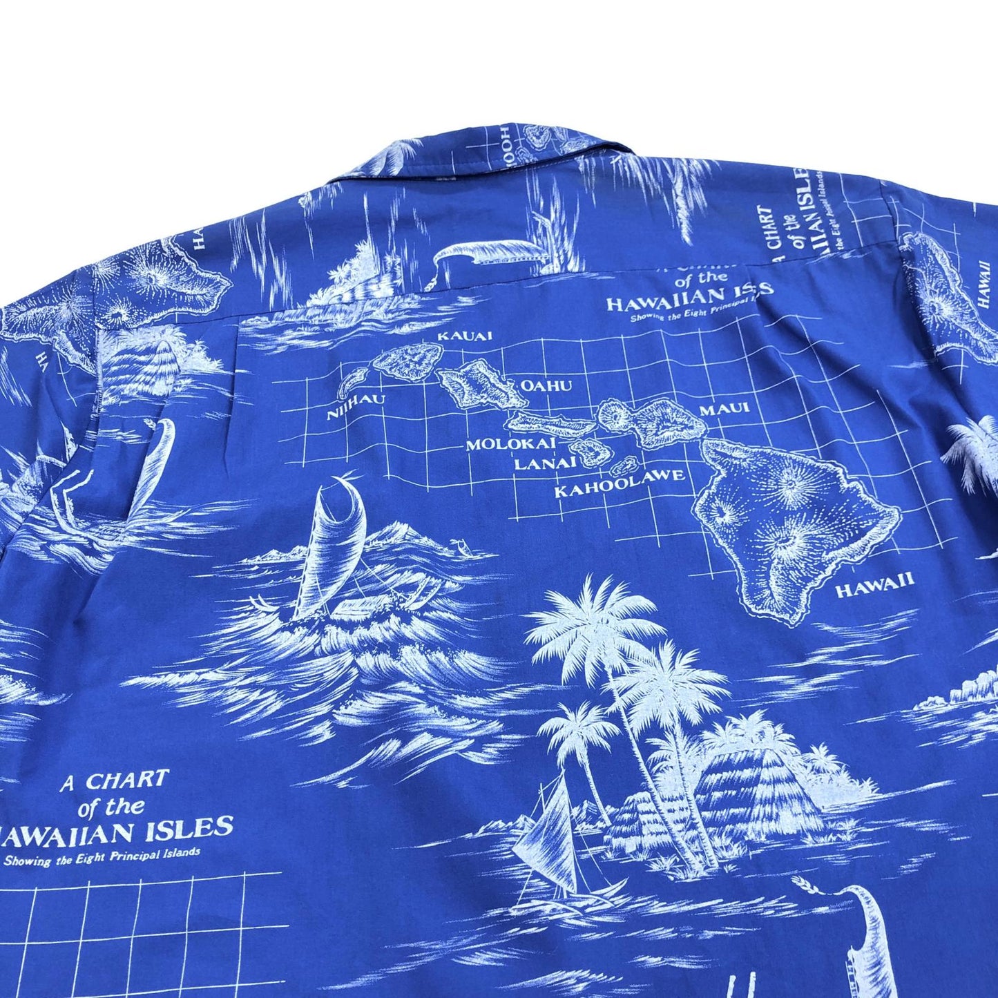 【中古】 Rai Nani ハワイアンシャツ ハワイ島 MAP 地図 その他トップス ブルー サイズ:XL【加古川物流】