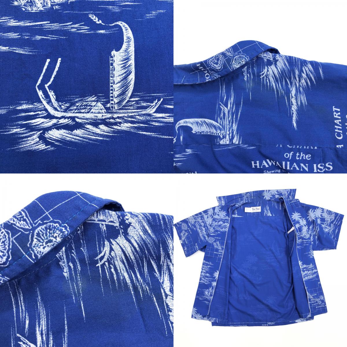 【中古】 Rai Nani ハワイアンシャツ ハワイ島 MAP 地図 その他トップス ブルー サイズ:XL【加古川物流】