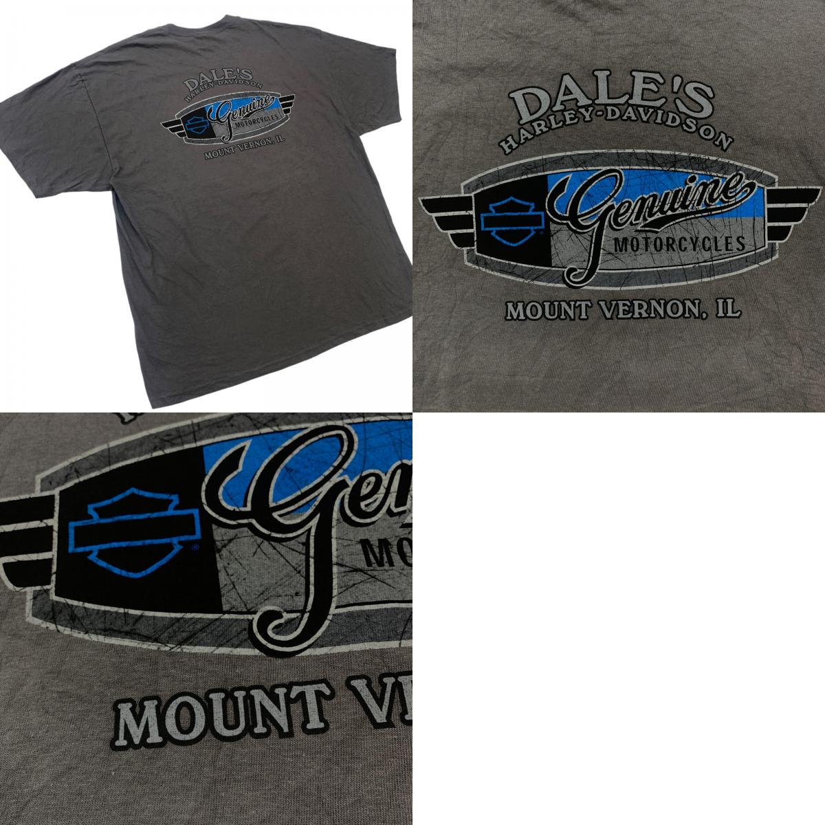 【中古】HARLEY-DAVIDSON | ハーレーダビットソン ピンナップガール DALE'S MOUNT VERNON ナックルヘッド 両面プリント 半袖Tシャツ グレー【加古川物流】