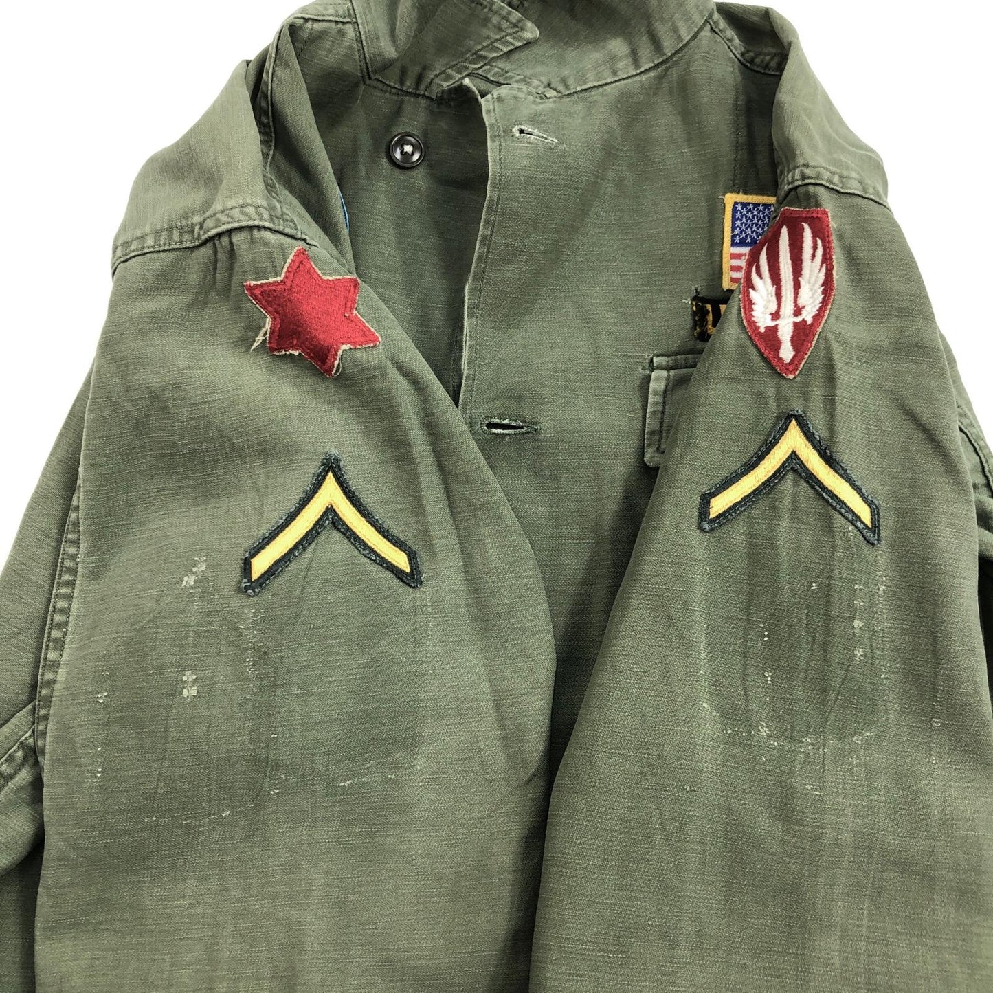 【中古】 US ARMY Cotton Sateen, OG 107 筒袖 1st 長袖シャツ オリーブ【加古川物流】
