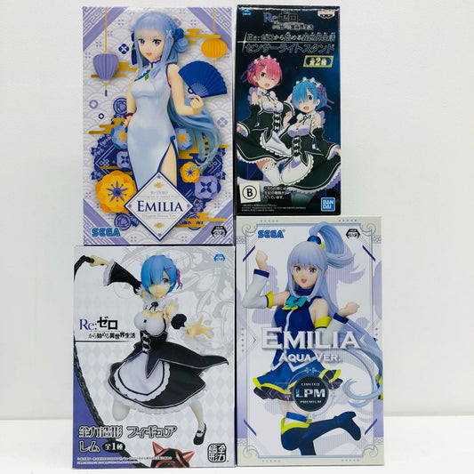 【中古】 ゼロから始める異世界生活 フィギュア レム エミリア 全力造形 LPMほか 4点【フィギュア】【加古川物流】