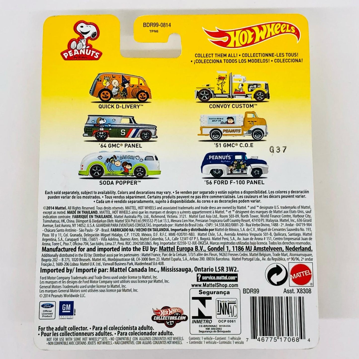 Hotwheels 1/64 PEANUTS CONVOY CUSTOM イエロー