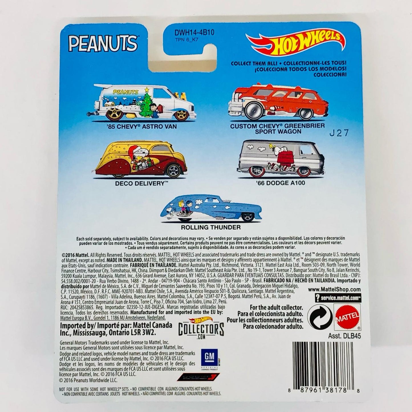 Hotwheels 1/64 PEANUTS CUSTOM CHEVY GREENBRIER SPORT WAGON