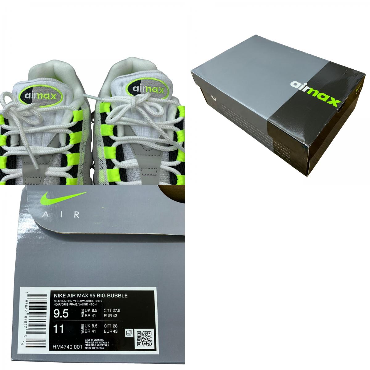 NIKE | ナイキ Air Max 95 OG Big Bubble 'Neon Yellow' (2025/2026) スニーカー グレー 27.5cm