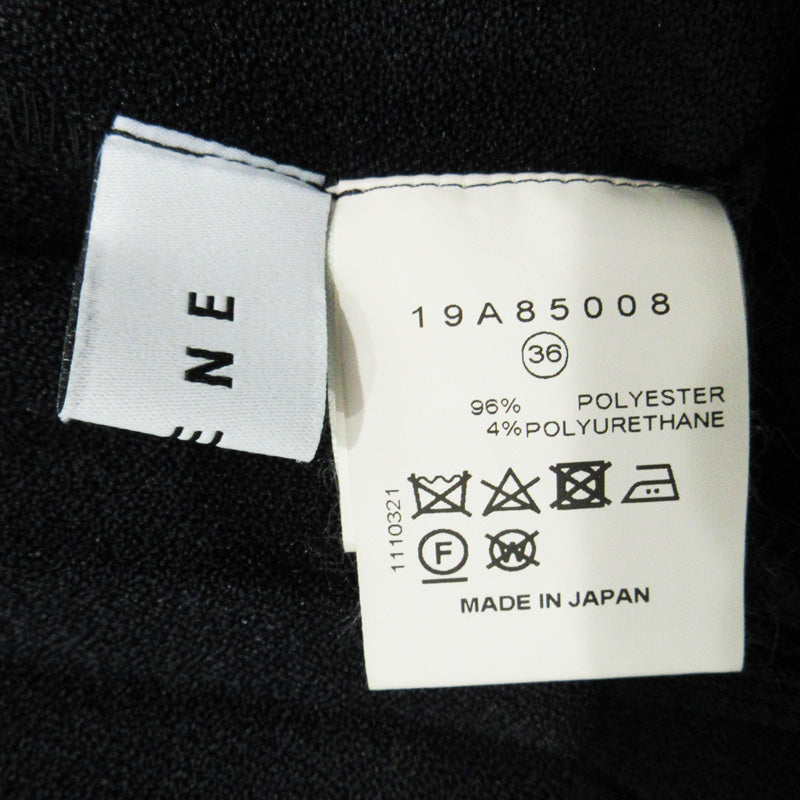 IRENE | アイレネ アシンメトリープリーツ長袖ワンピース スリットスカート ラップスカート ワンピース 19A85008 ネイビー ブラック系 サイズ:36【三重本店】