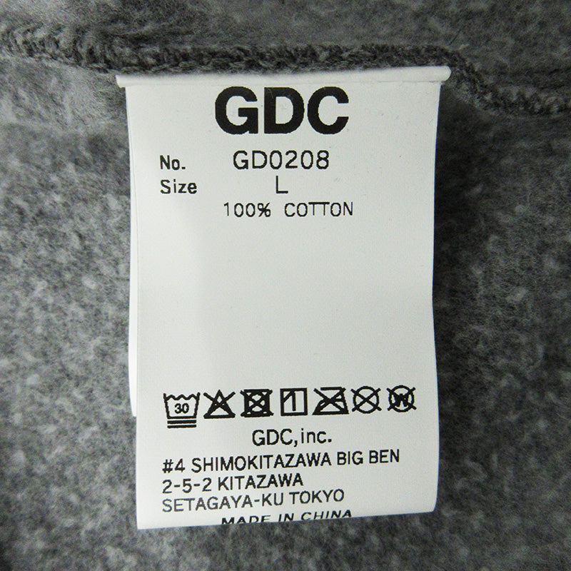 GDC | ジーディーシー Melancholic Hoodie メランコリックフーディ USED加工ロゴプリント長袖パーカー ダメージ加工 パーカー GD0208 グレー ブラック系 サイズ:L【三重本店】