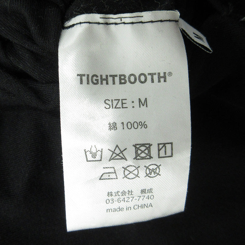 TIGHTBOOTH PRODUCTION | タイトブースプロダクション USED加工リバーシブル半袖Tシャツ ロゴプリント×胸ポケット ダメージ加工 半袖Tシャツ ブラック×パープル サイズ:M【三重本店】