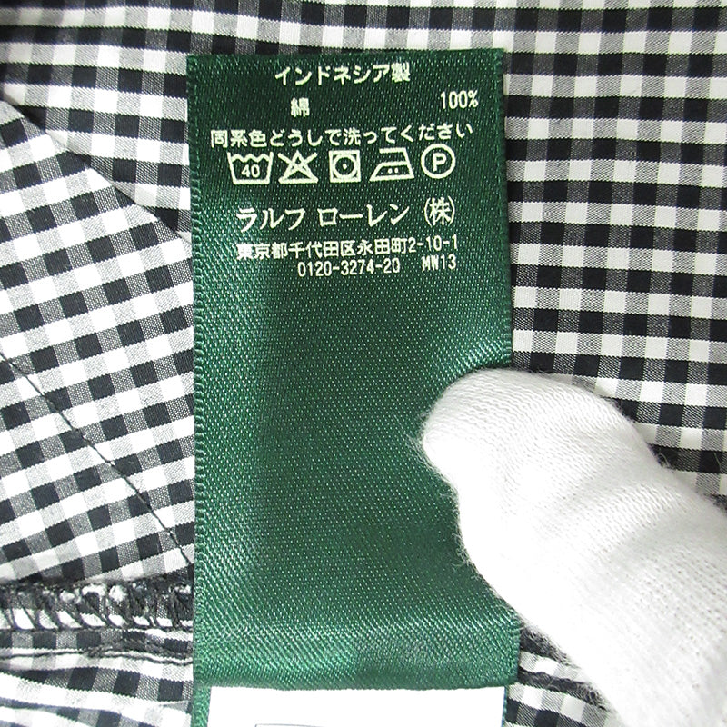 RALPH LAUREN | ラルフローレン チェック柄刺繍長袖ブラウス 総柄七分袖プルオーバーシャツ ブラウス ブラック×ホワイト サイズ:M【三重本店】
