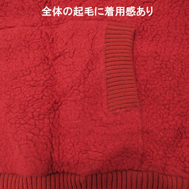 EVISU | エヴィス 胸ポケット付きウールボアフリース長袖パーカー ボアプルオーバージャケット カモメ刺繍 その他アウター レッド サイズ:XXL【三重本店】