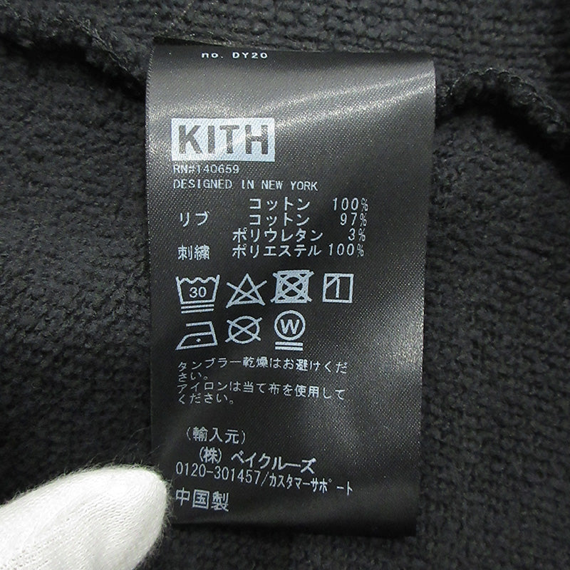 KITH | キース × DISNEY ディズニー ミッキー ロゴ刺繍長袖パーカー パーカー ブラック系 チャコールグレー サイズ:L【三重本店】