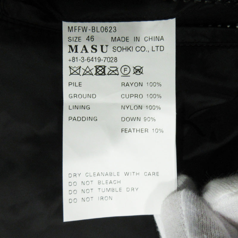 MASU | エムエーエスユー/マス VELVET PUFFER JACKET ベルベットパファージャケット 2WAYベロアダウンジャケット ダウンベスト ダウンジャケット MFFW-BL0623 ブラック サイズ:46【三重本店】
