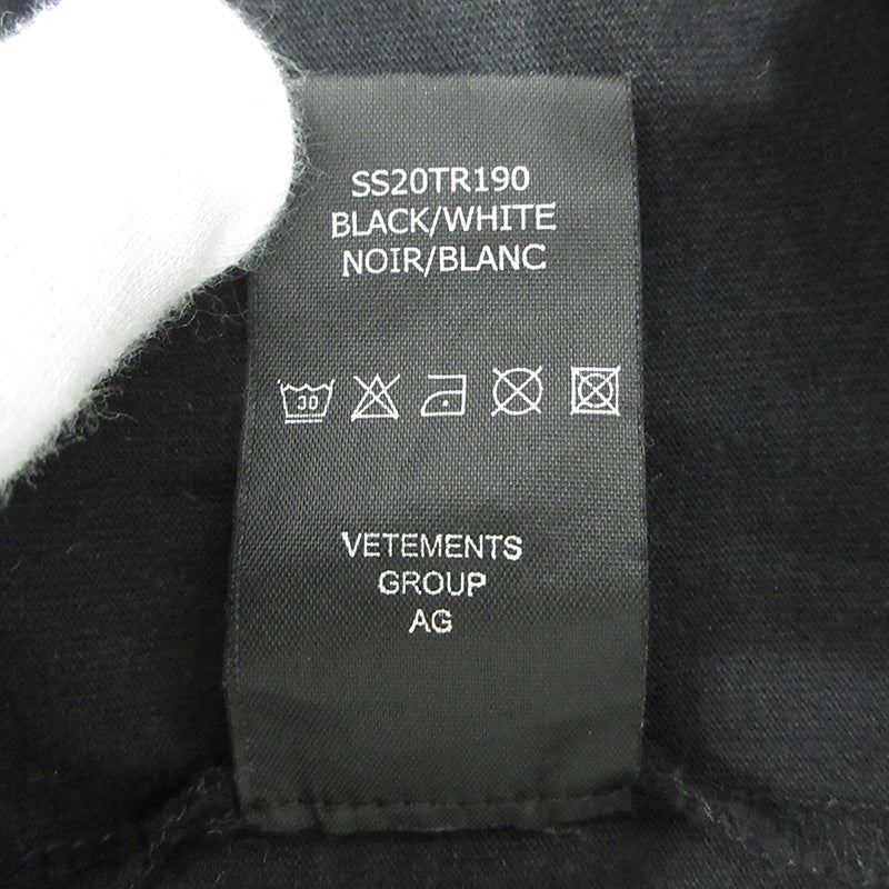 VETEMENTS | ヴェトモンベトモン Barcode Patch Logo Print L/S Tee バーコードパッチロゴプリントL/STシャツ 20SS ロゴプリント長袖Tシャツ 長袖Tシャツ SS20TR190 ブラック サイズ:XL【三重本店】