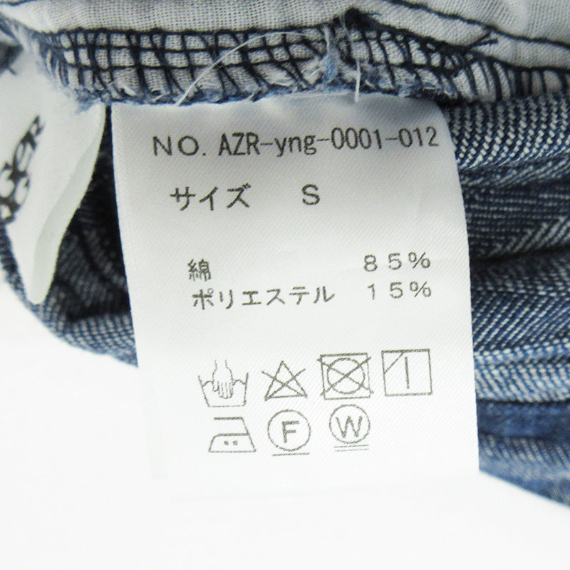 youngersong | ヤンガーソング 総柄USED加工パンツ チェック柄ジップフライデニムパンツ ロゴ刺繍 ダメージ加工 その他ボトムス AZR-YNG-0001-012 ネイビー サイズ:S【三重本店】