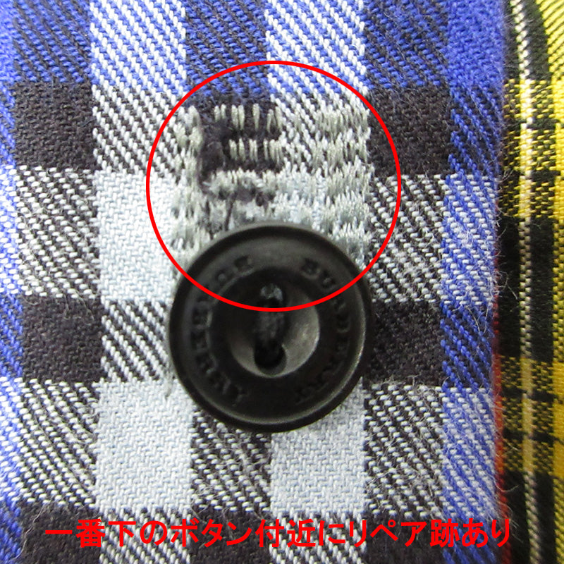 BURBERRY London England | バーバリーロンドンイングランド クレイジーパターンチェックシャツ 総柄切替え長袖シャ 長袖シャツ 8002553 ブルー×イエロー×ベージュ マルチカラー サイズ:L【三重本店】